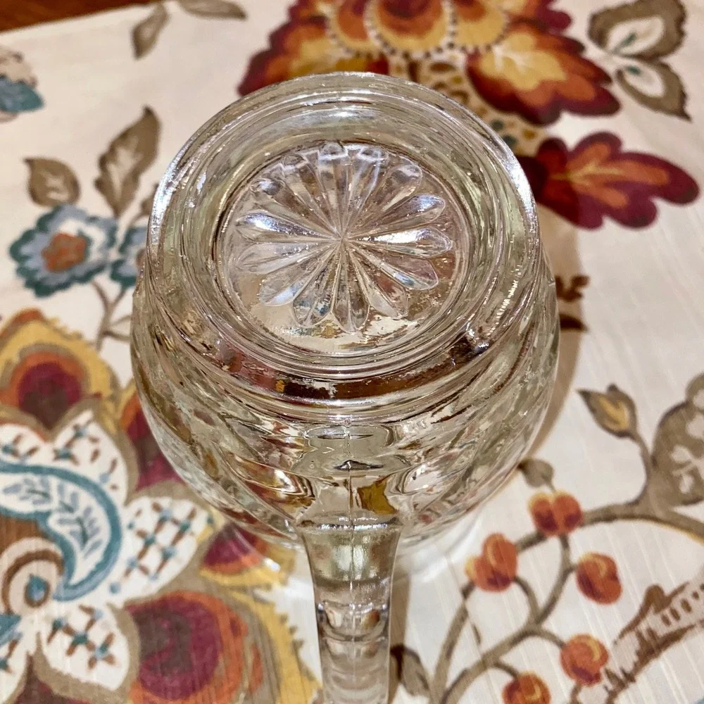 Vintage Anchor Hocking Press Glass, Clear (Star‎ of David) Pint Pitcher - 16 oz.